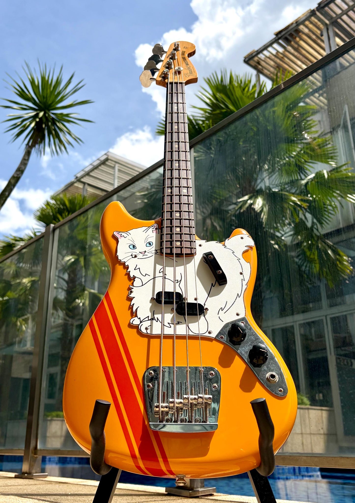 Fender Mustang Bass Cat Pickguard | Meowstang