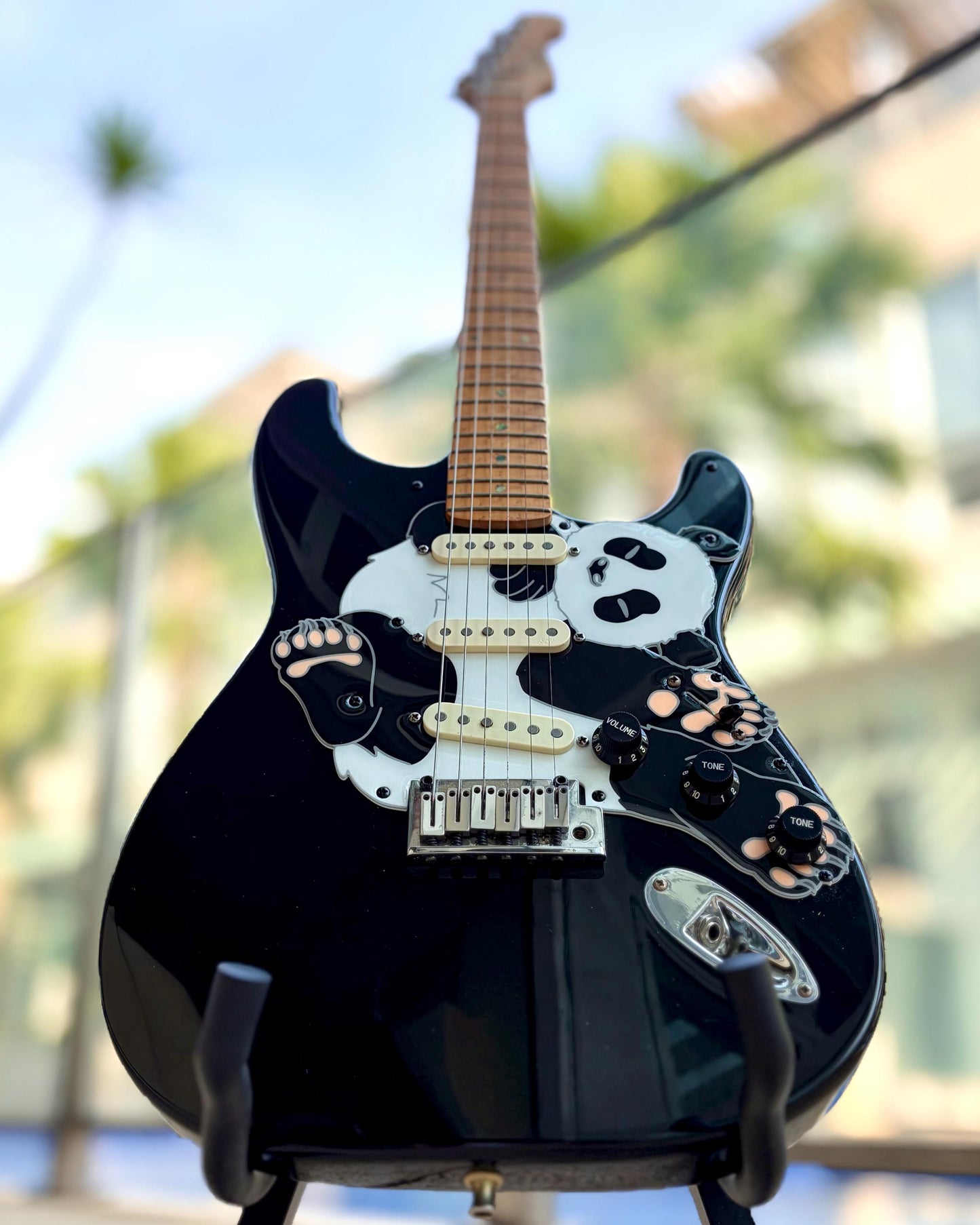 Stratocaster Panda Pickguard | "Pandacaster" | Cute guitar accessory