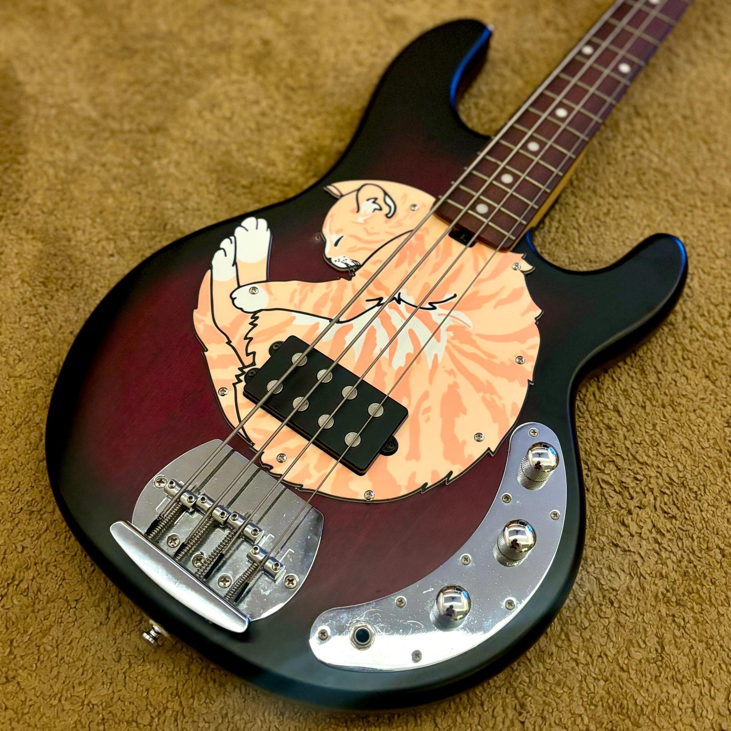 Meowsic Man Stingray Bass Cat Pickguard
