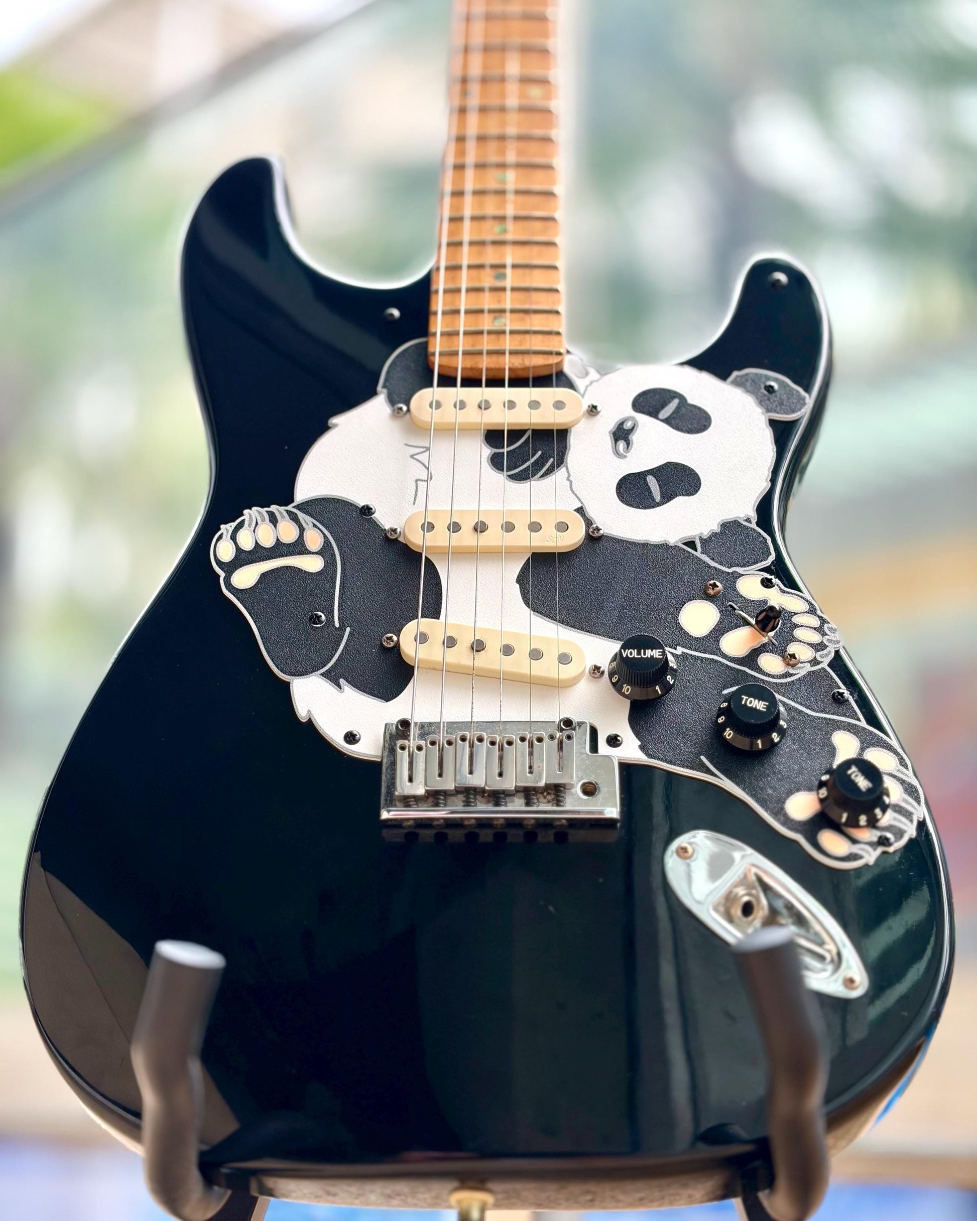Stratocaster Panda Pickguard | "Pandacaster" | Cute guitar accessory