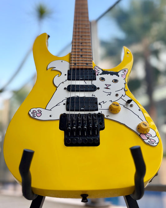 Cat guitar pickguard for Ibanez RG350M | Ibanez Stratocaster / Superstrat | "Stratocatster" | Fun guitar gift