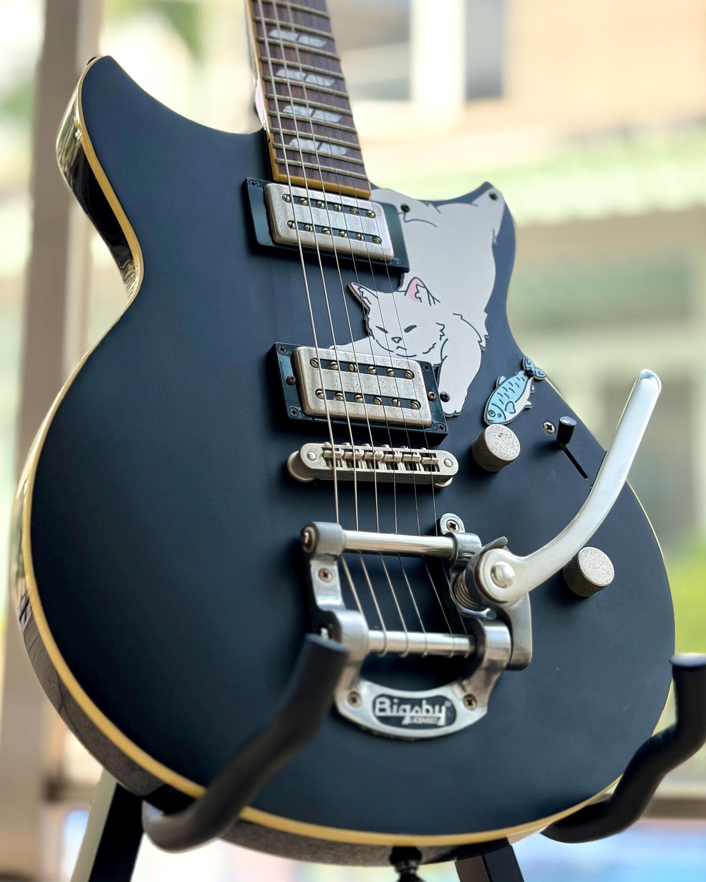 Cat guitar pickguard for Yamaha Revstar RS720B | "Catstar" | Fun guitar gift for Yamaha Electric Guitar