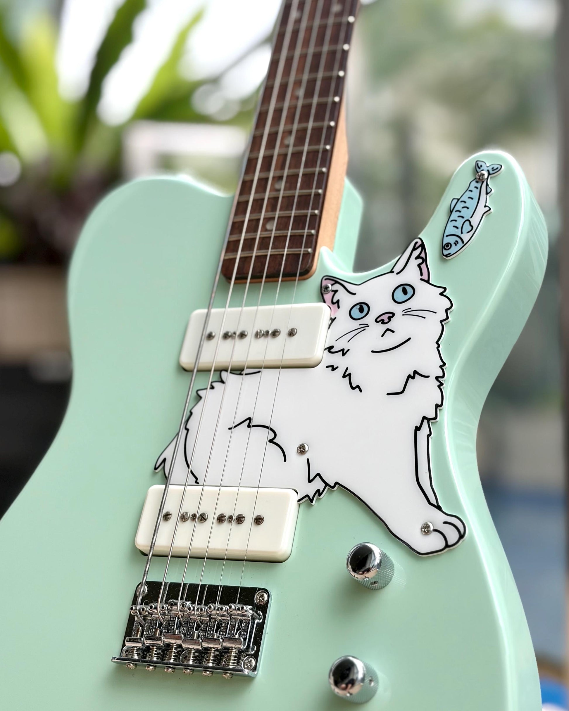 Cabronita Telecaster Cat Pickguard, "Telecatster" | Fun Animal Design for Squier Paranormal Baritone Cabronita Telecaster