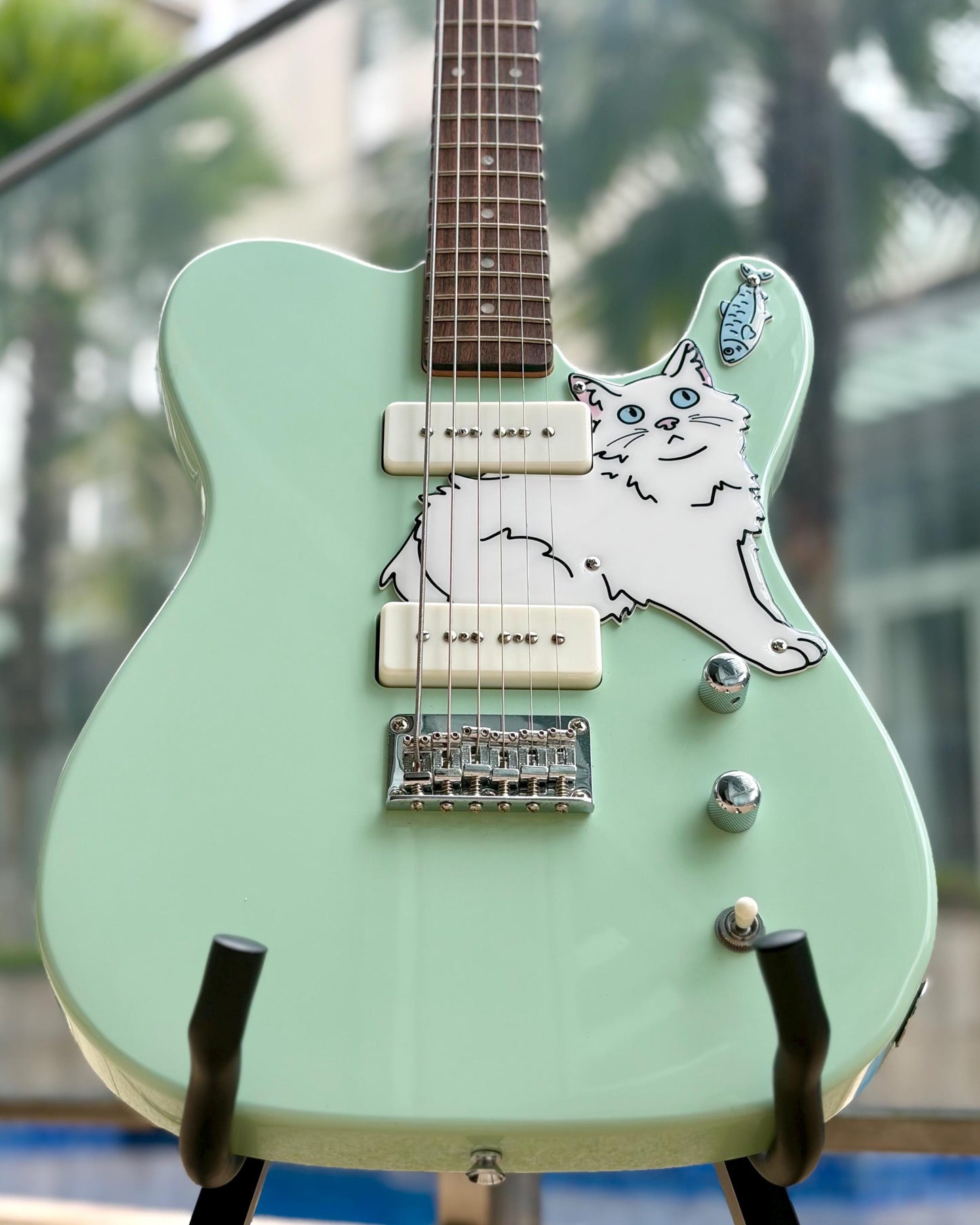 Cabronita Telecaster Cat Pickguard, "Telecatster" | Fun Animal Design for Squier Paranormal Baritone Cabronita Telecaster