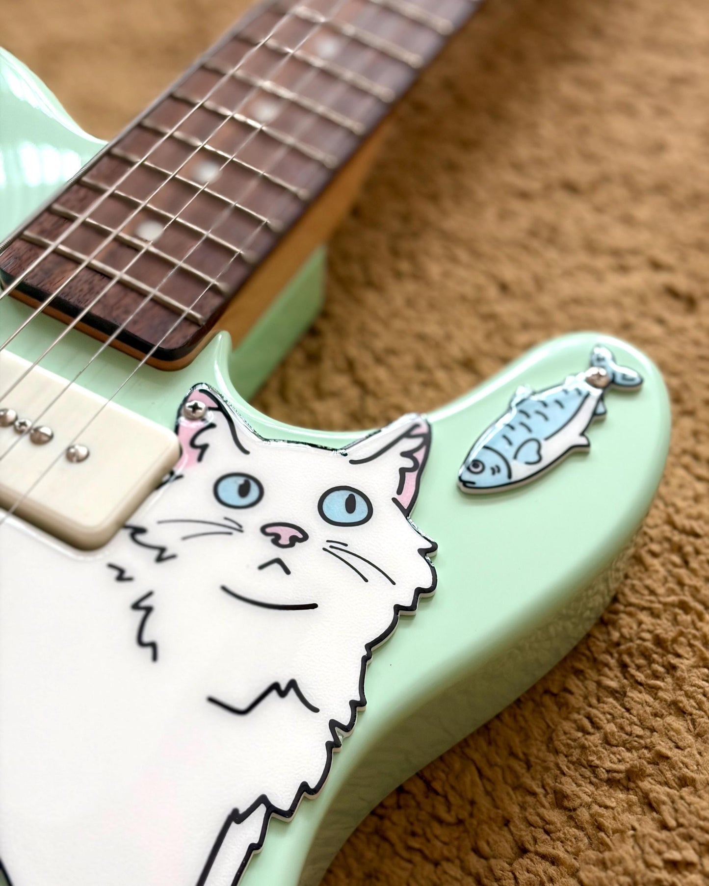 Cabronita Telecaster Cat Pickguard, "Telecatster" | Fun Animal Design for Squier Paranormal Baritone Cabronita Telecaster