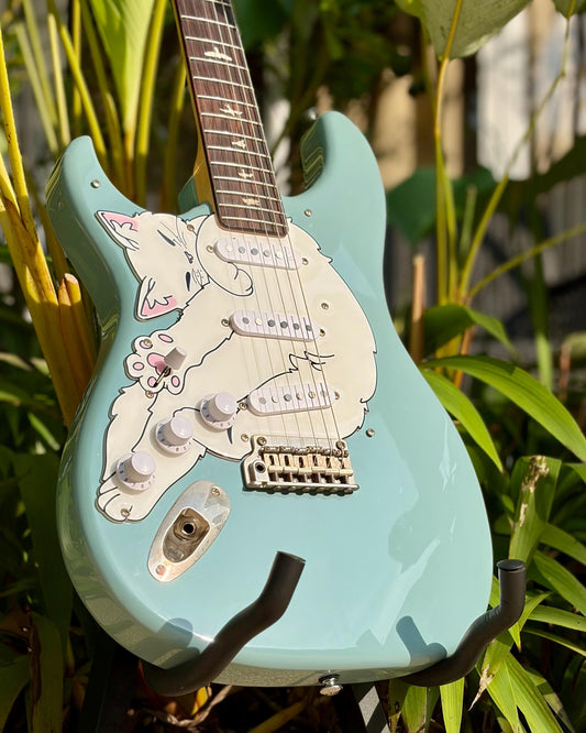 Cat guitar pickguard for PRS Silver Sky SE | "Stratocatster" | Fun guitar gift