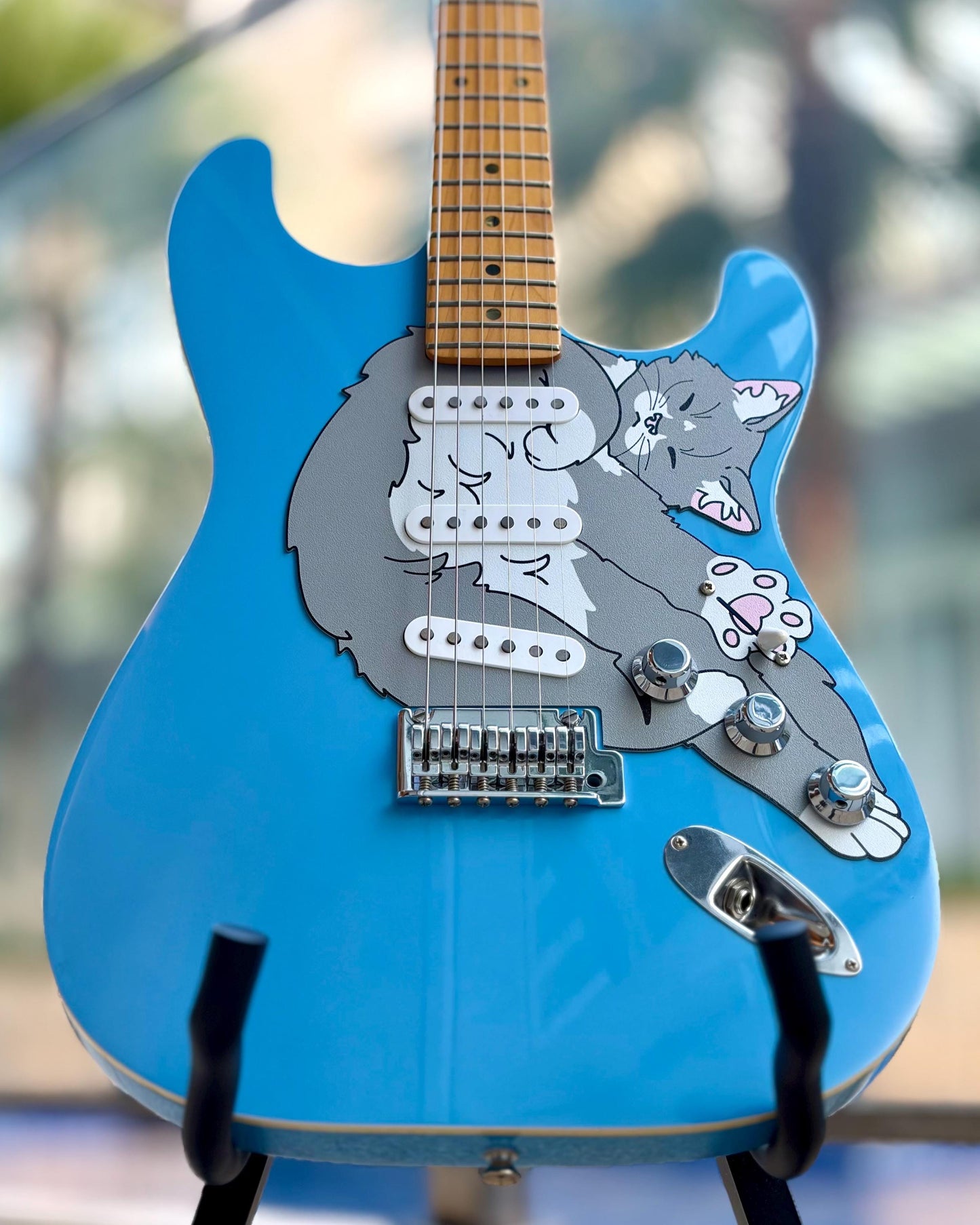 Stratocaster Cat Pickguard for Fender Aerodyne | "Stratocatster" | Fun guitar gift for cat lovers