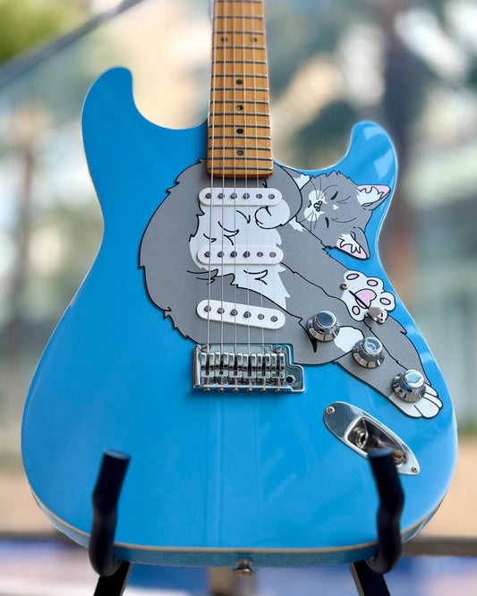 Stratocaster Cat Pickguard for Fender Aerodyne | "Stratocatster" | Fun guitar gift for cat lovers