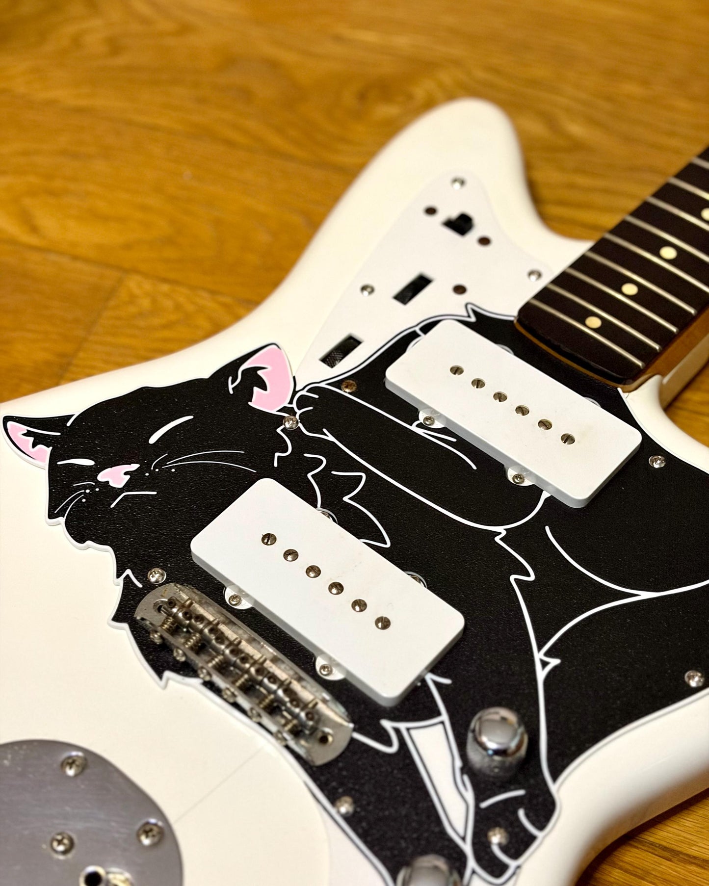 Jazzmaster Cat Pickguard "Jazzmeowster" - Custom 3D Printed Pickguard for Squier Classic Vibe Jazzmaster Guitar