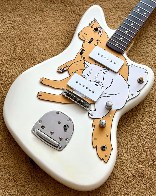 Jazzmaster Cat Pickguard "Jazzmeowster" - Custom 3D Printed Pickguard for Squier Classic Vibe Jazzmaster Guitar