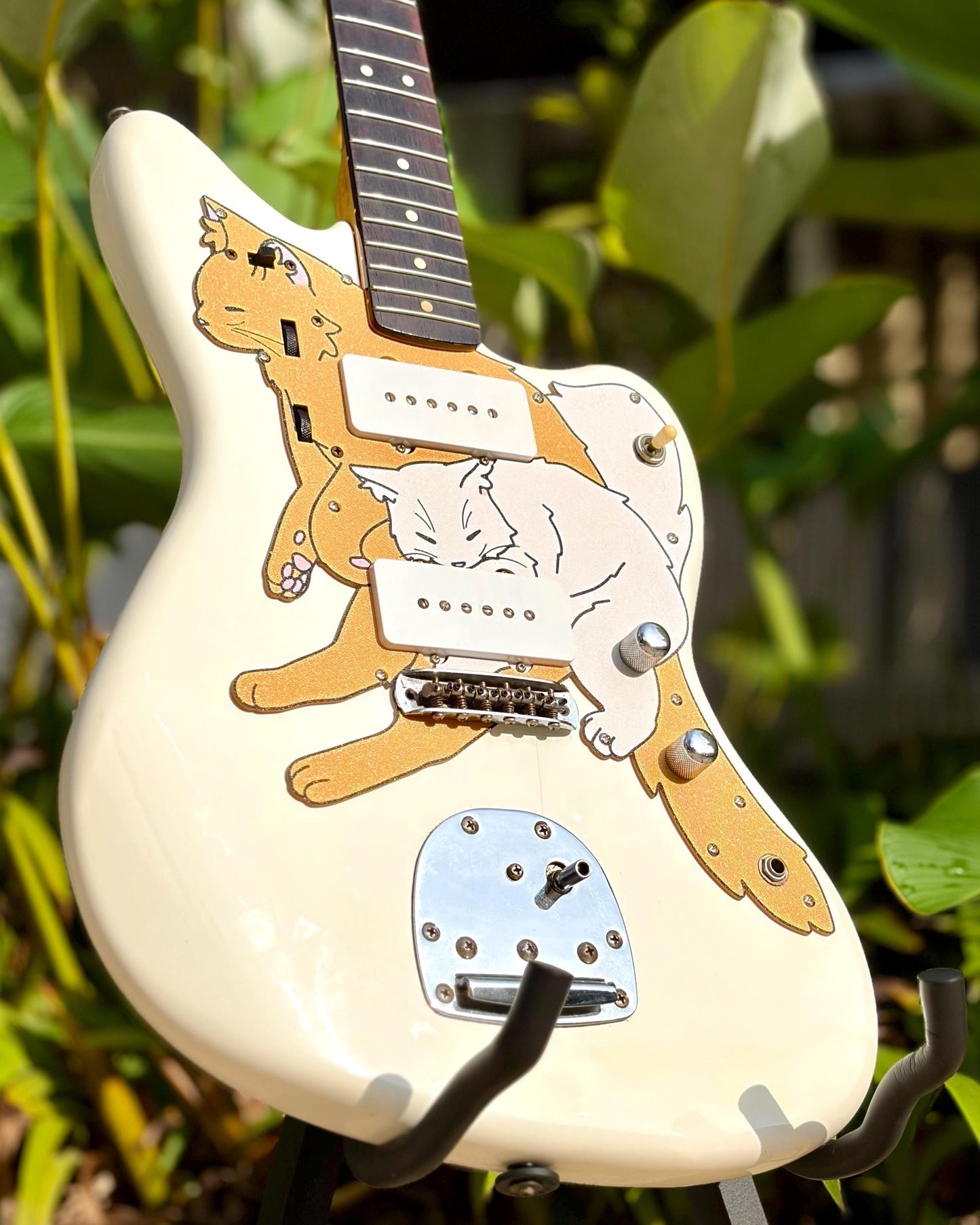 Jazzmaster Cat Pickguard "Jazzmeowster" - Custom 3D Printed Pickguard for Squier Classic Vibe Jazzmaster Guitar