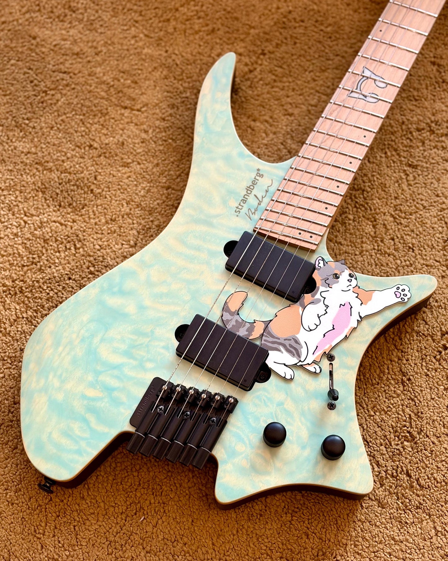 Strandberg Boden 6 and 7 String Guitar (Half Pickguard Size) | "Strandpurrg" | Fun Animal Design