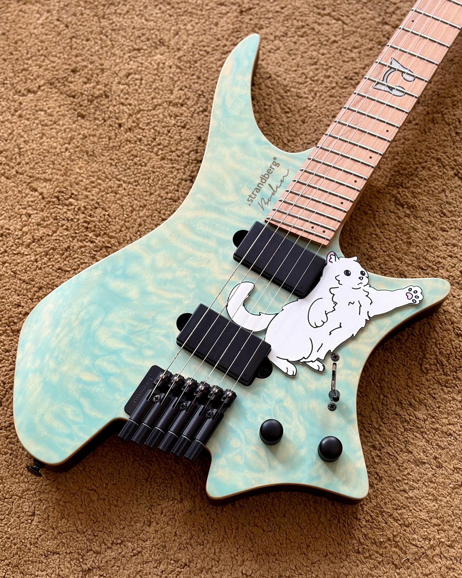 Strandberg Boden 6 and 7 String Guitar (Half Pickguard Size) | "Strandpurrg" | Fun Animal Design