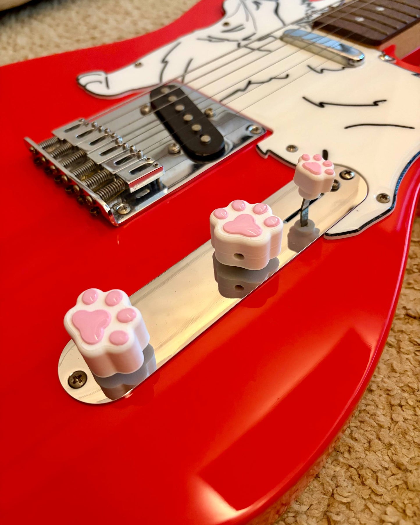 Cat Paw Guitar Knobs & Switch Covers